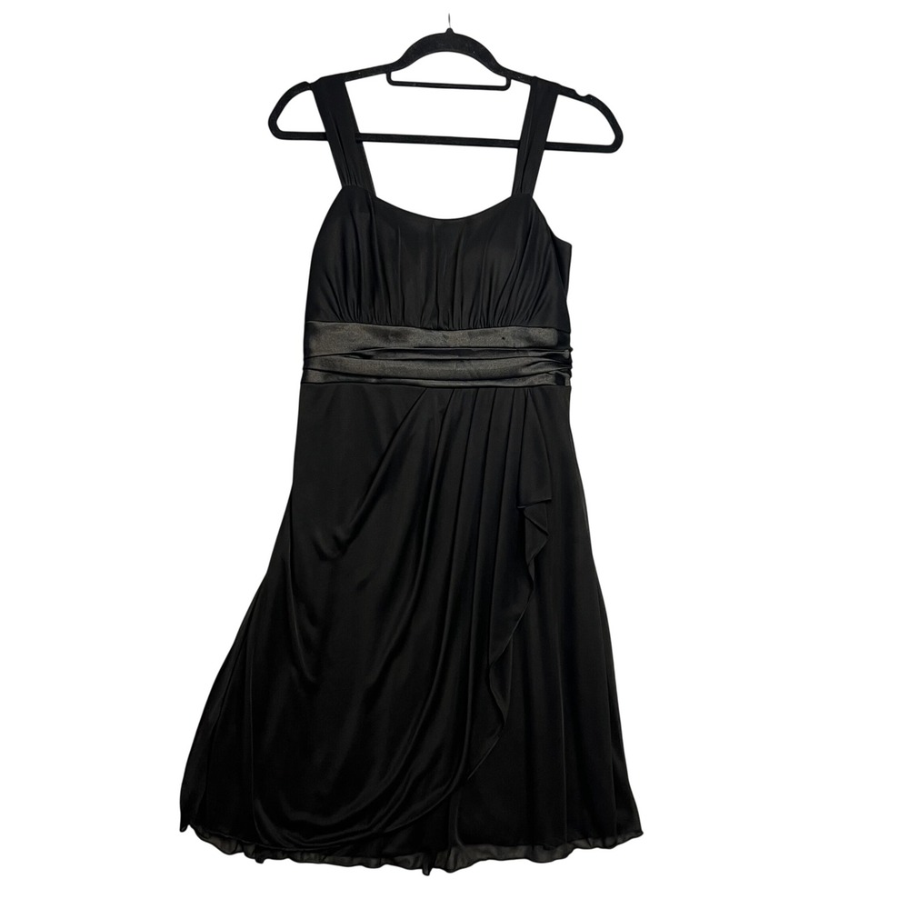 Neon by Bulux USA Vintage Black Ruched Cocktail Dress‎ Size L Y2K Back Bow